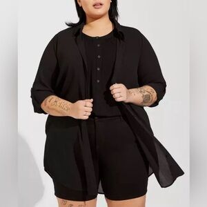 Torrid Black Oversized Button-Up Shirt Kimono Style, Lightweight NWT size 3X